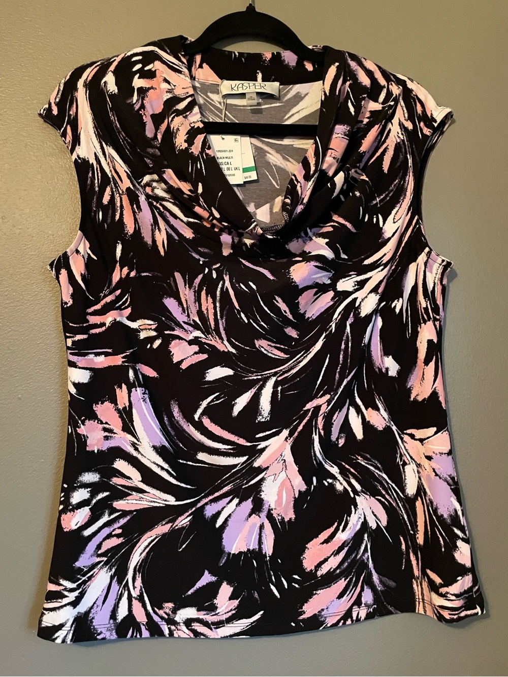 NWT Kasper Sz Medium Women’s Black Floral Sleeveless Blouse Top Shirt Ret $49!